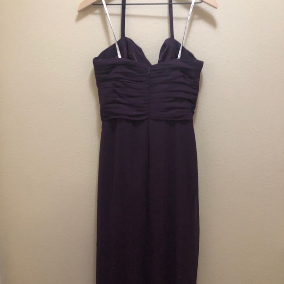 Monique Lhuillier Strapless Chiffon Gown Purple 12 - Picture 5 of 15